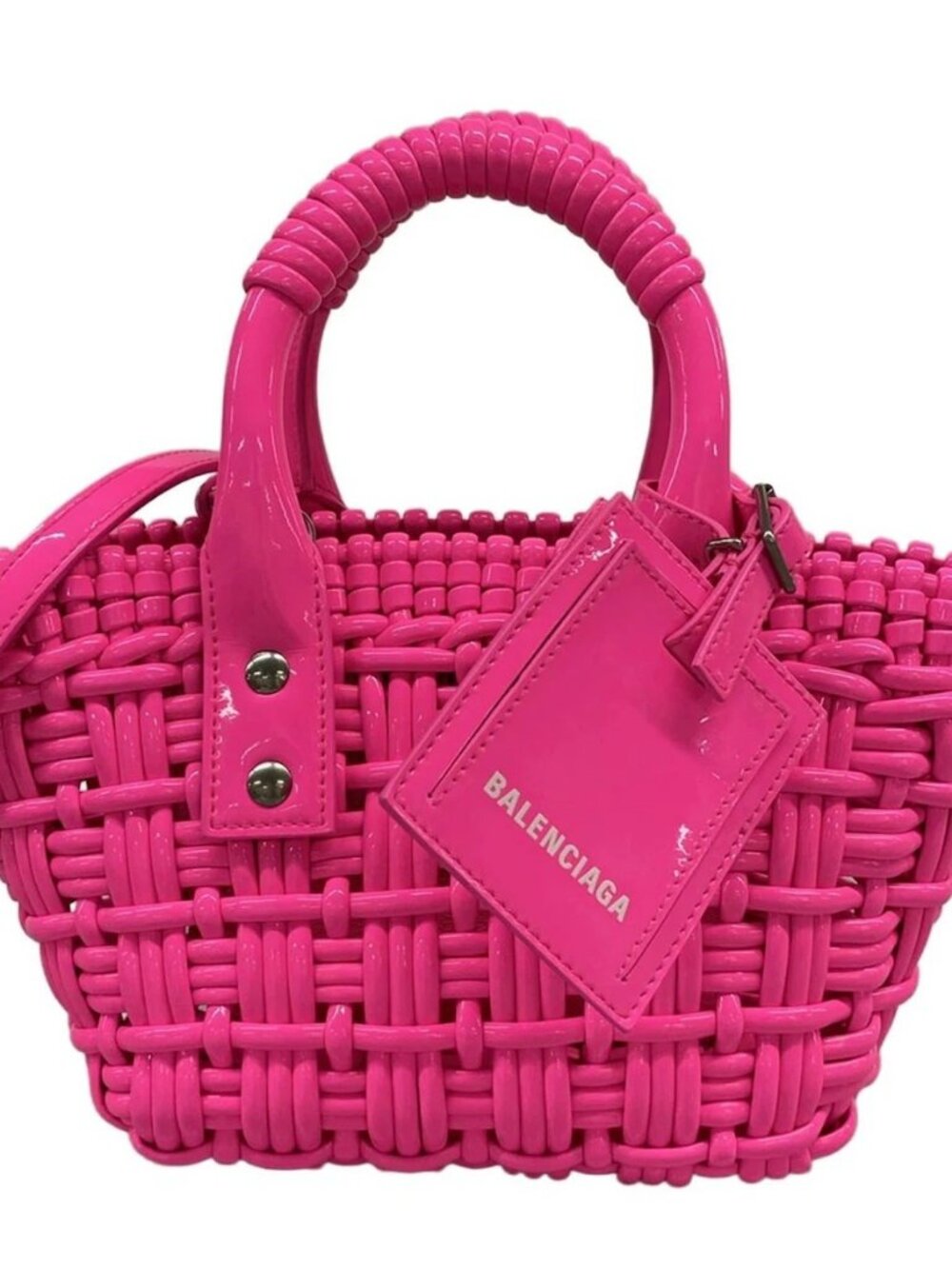 BALENCIAGA Bistro XXS Basket 678028 Pink Polyurethane Polyester Cotton Tote Bag